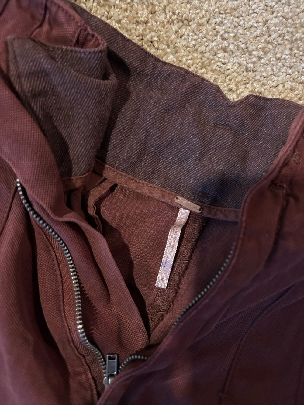 Free People Burgundy Wide Leg Pleated Pants - Picture 2 of 4